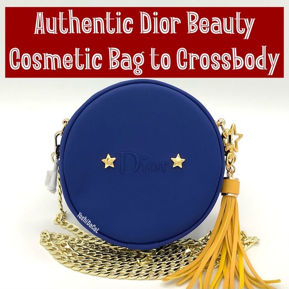 🆕 Dior Beauty Cosmetic Pouch to Crossbody Bag Purse Case, Blue Round Circle New - Picture 1 of 10